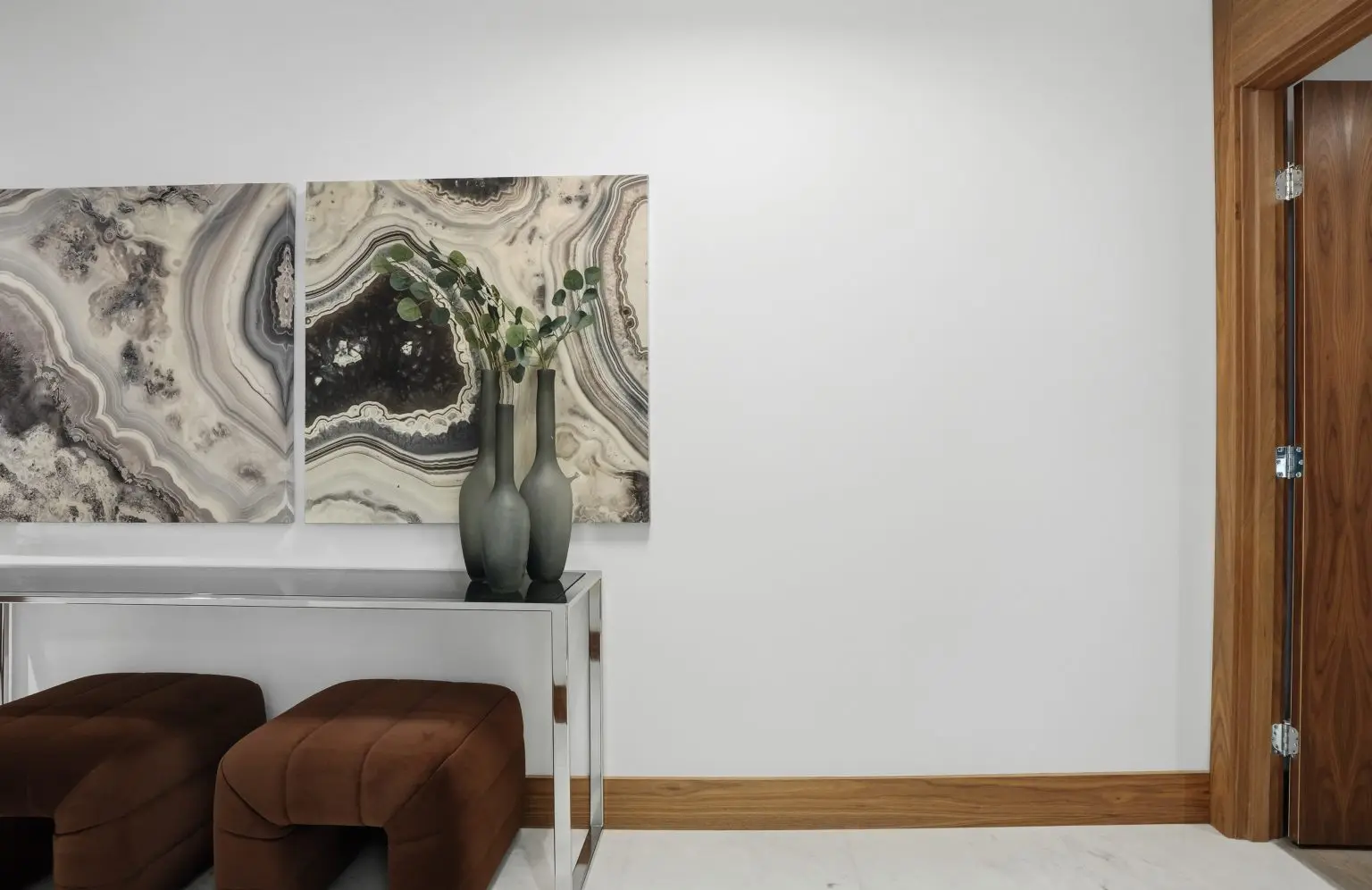 Airbnb staging services Calgary hallway styled with furniture and decorative details