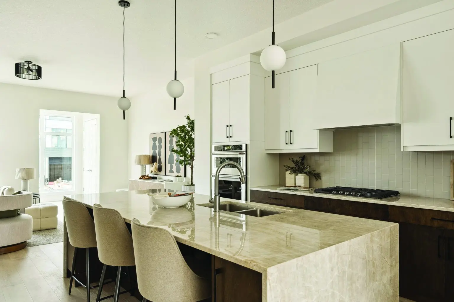 Expert Realtor home staging in Calgary with styled kitchen island and surrounding space