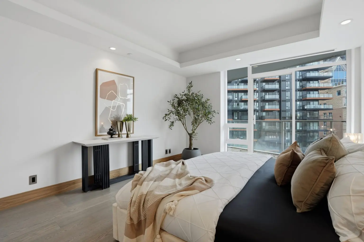 Luxurious master bedroom styled by top-tier home builder staging Calgary experts