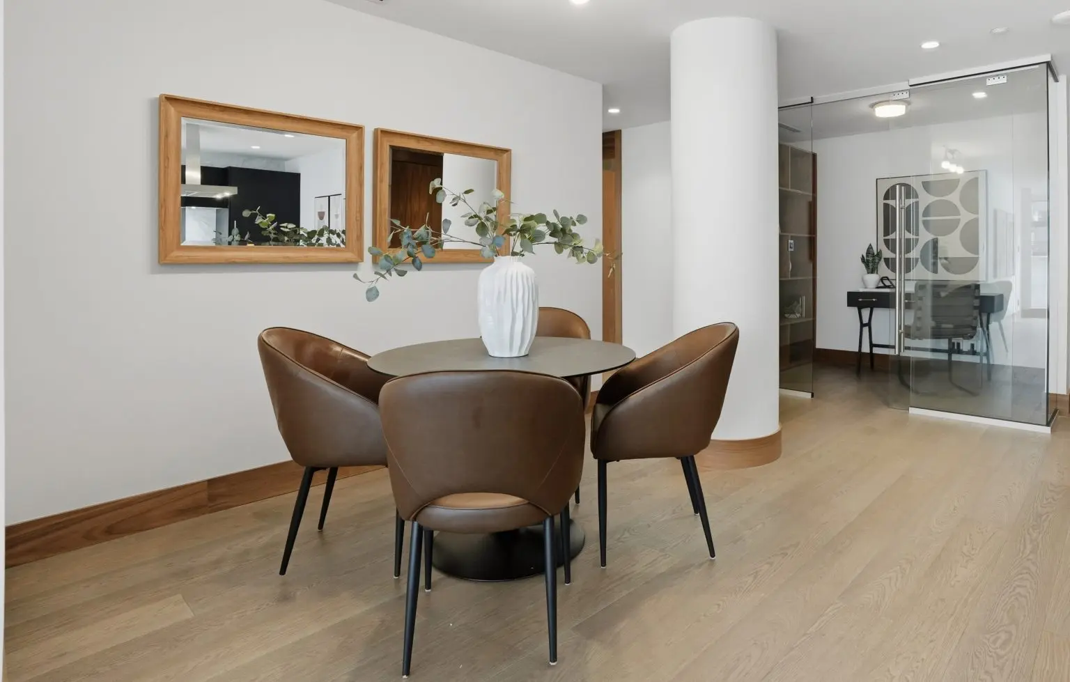 Elegantly appointed dining room featuring premier Airbnb staging Calgary