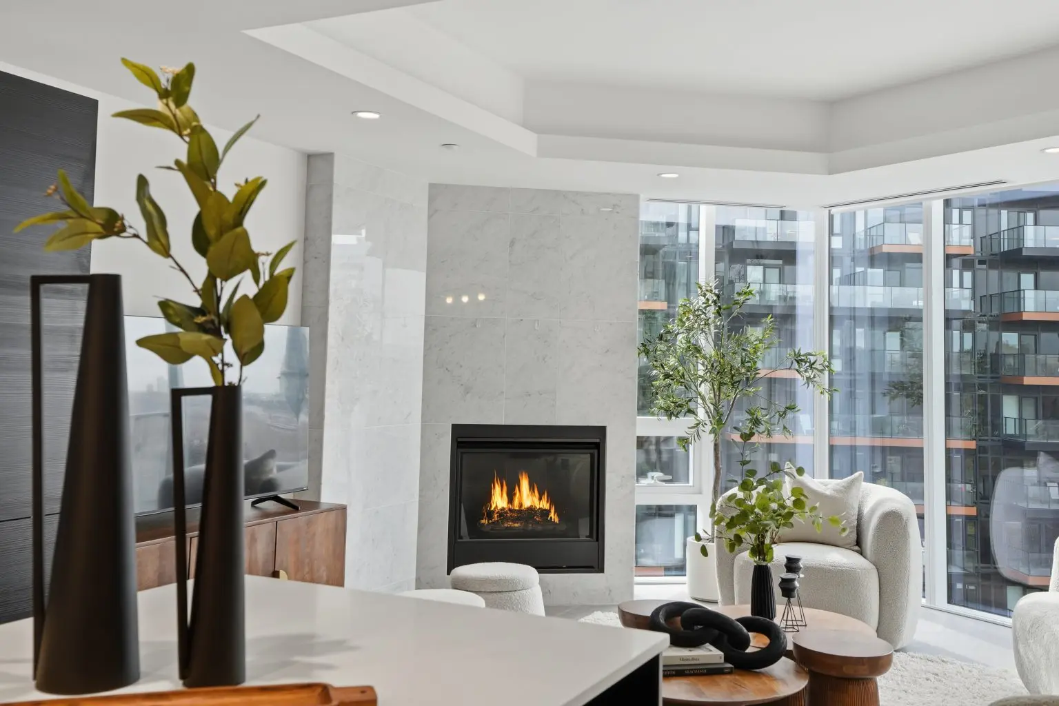 Professional luxury home staging Calgary with coordinated furniture and décor