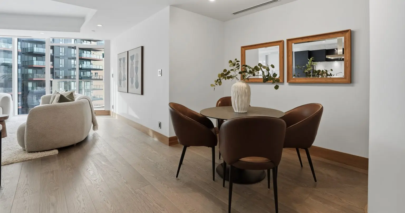 Short-term rental staging Calgary dining space professionally styled for guests